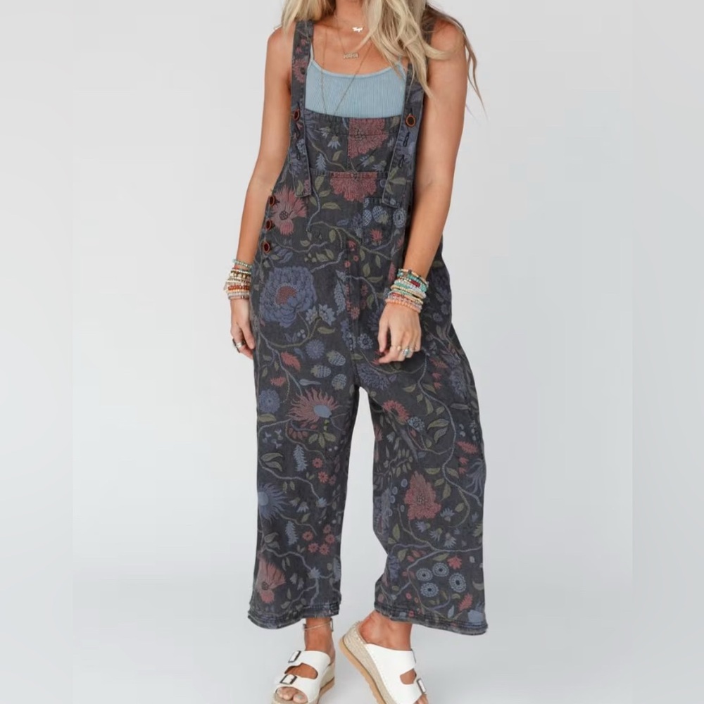 Floral Patterned Overalls